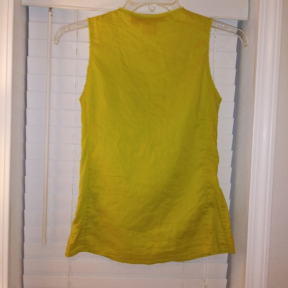 Tory Burch Sleeveless Avocado Button Up Ruffle Top - Picture 3 of 7